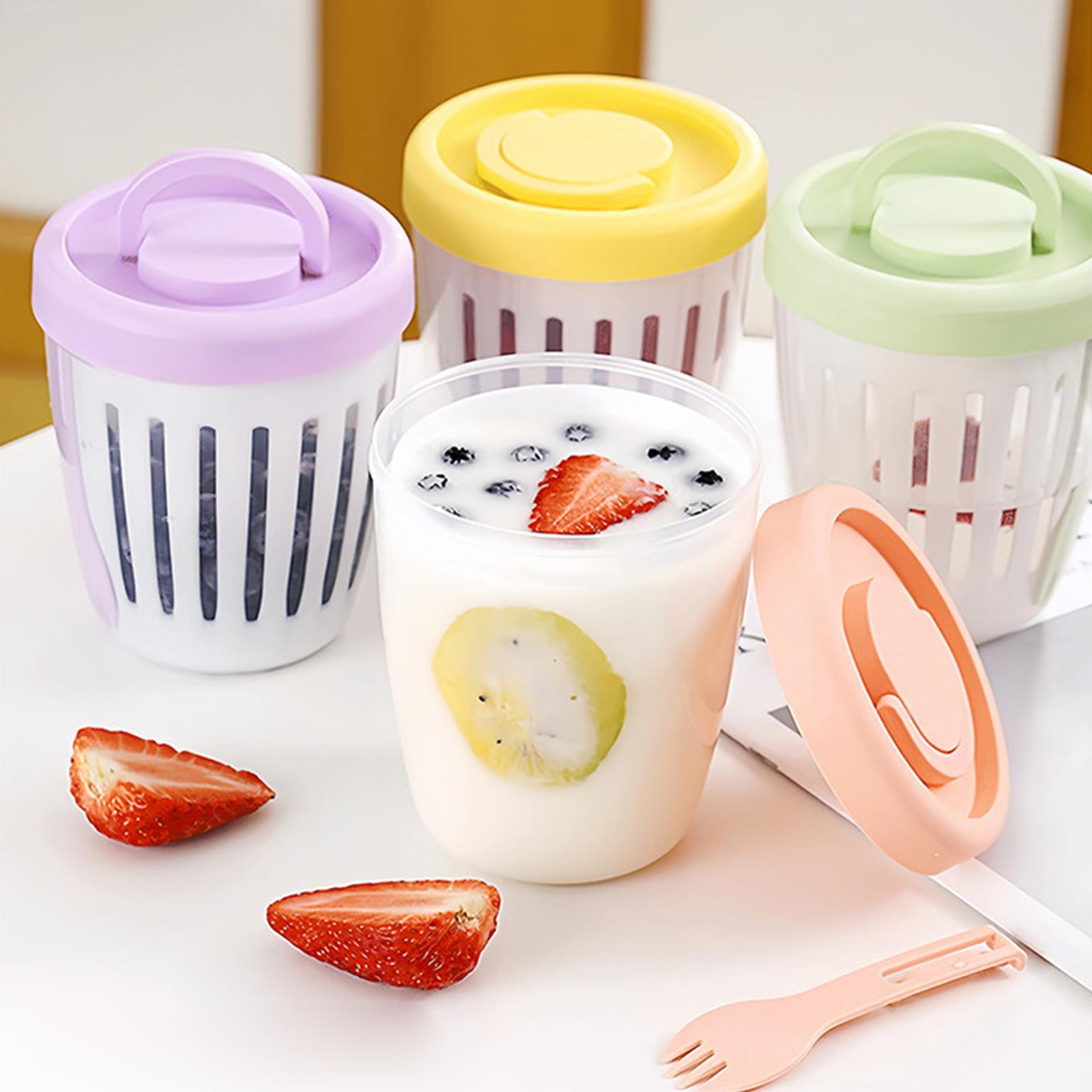 Meal Prep Overnight Oats - Wadah Yogurt dengan Tutup Kedap Udara,
