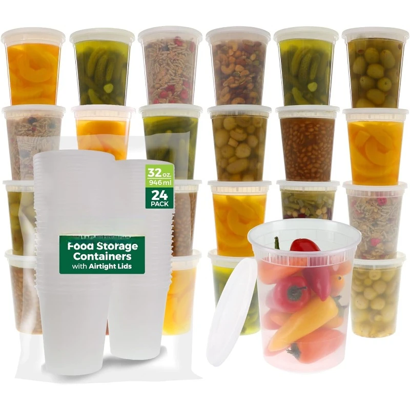 Meal Prep Freezer - Wadah Deli plastik 8oz-32 Oz dengan