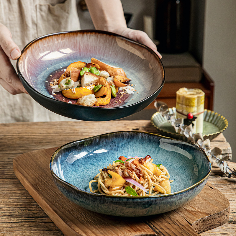 Meal Prep Easy - Piring Pasta Keramik Jepang Model Kiln