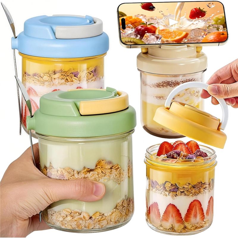 Meal Prep Overnight Oats - KYCOR-Stoples Oatmeal Overnight Dengan Tutup Dan