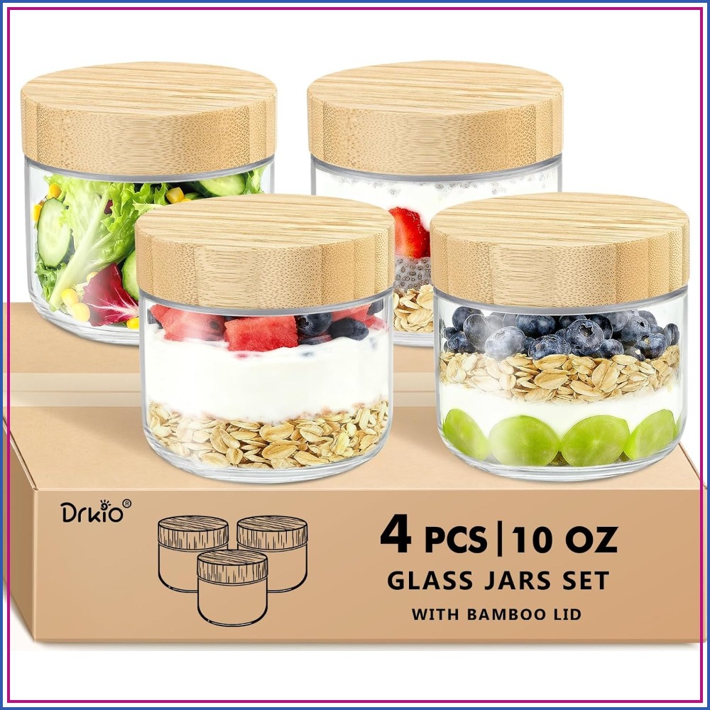 Meal Prep Overnight Oats - 10 Oz Wadah Overnight Oats dengan