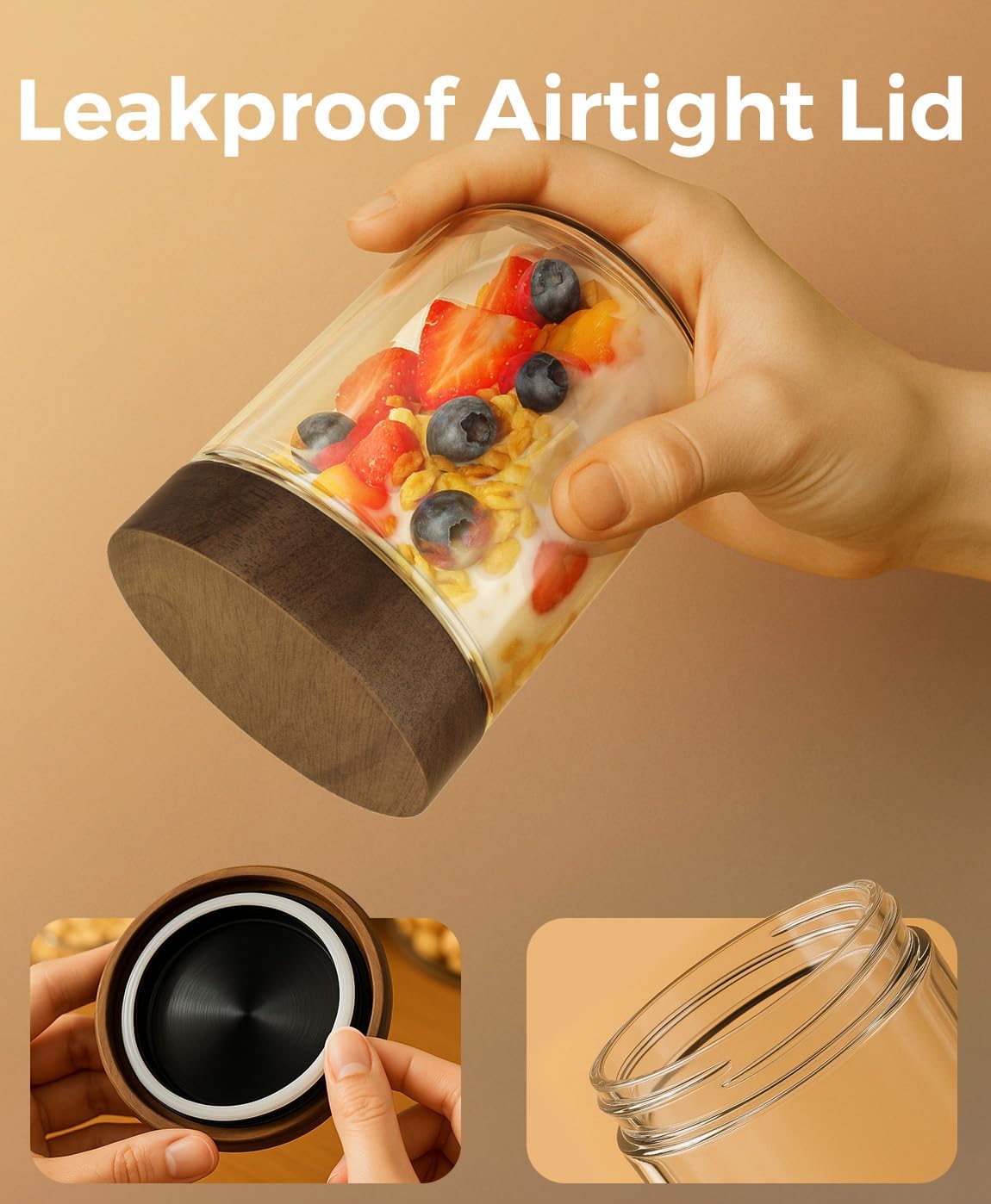 16oz 4 Buah Wadah Overnight Oa - Meal Prep Overnight Oats ulasan dan harga