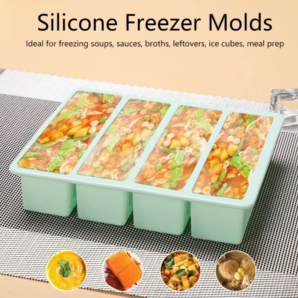 Cetakan Es Silikon 4 Kotak Bes - Meal Prep Freezer ulasan dan harga