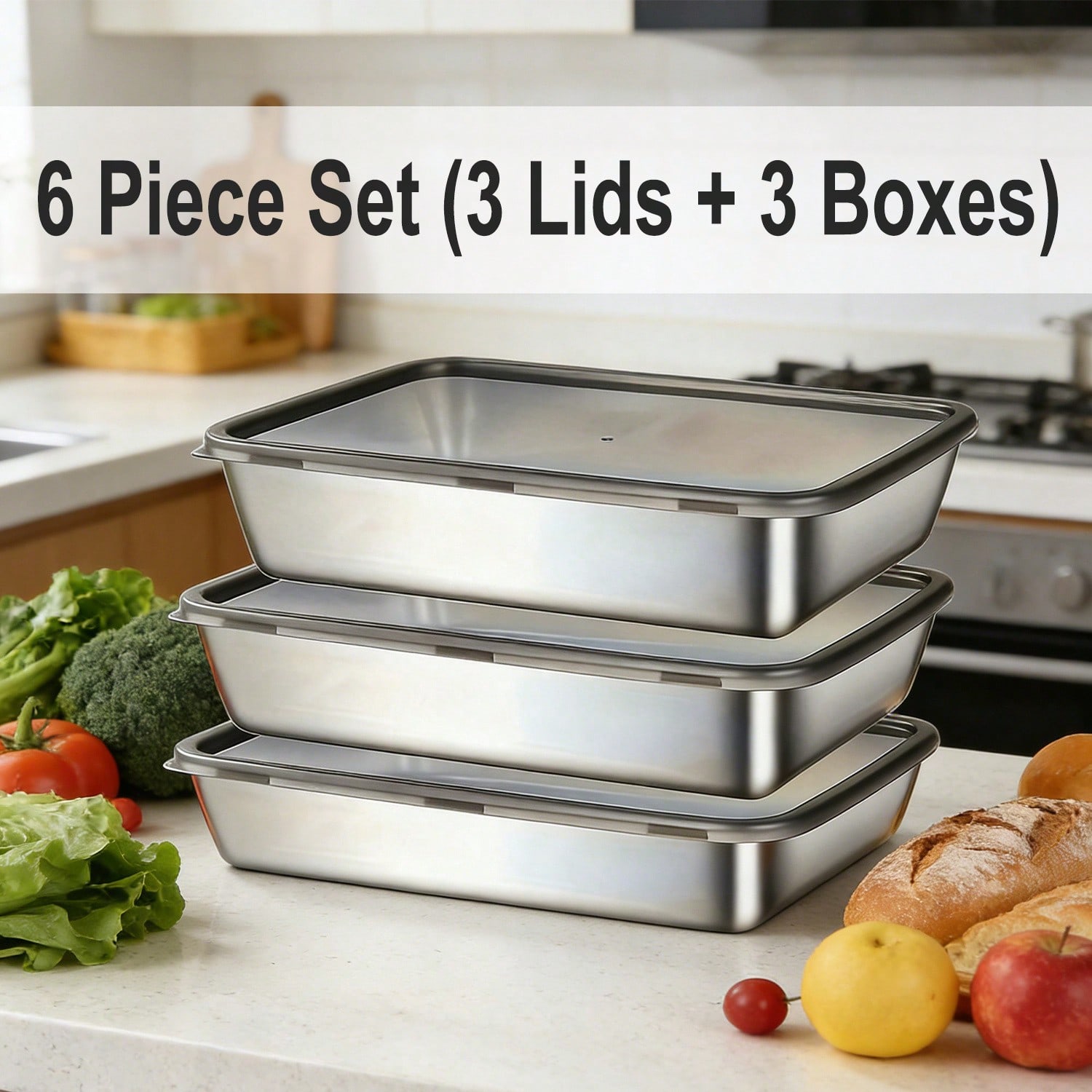 6pcs (3 Kotak + 3 Tutup) Set W - Meal Prep Easy ulasan dan harga