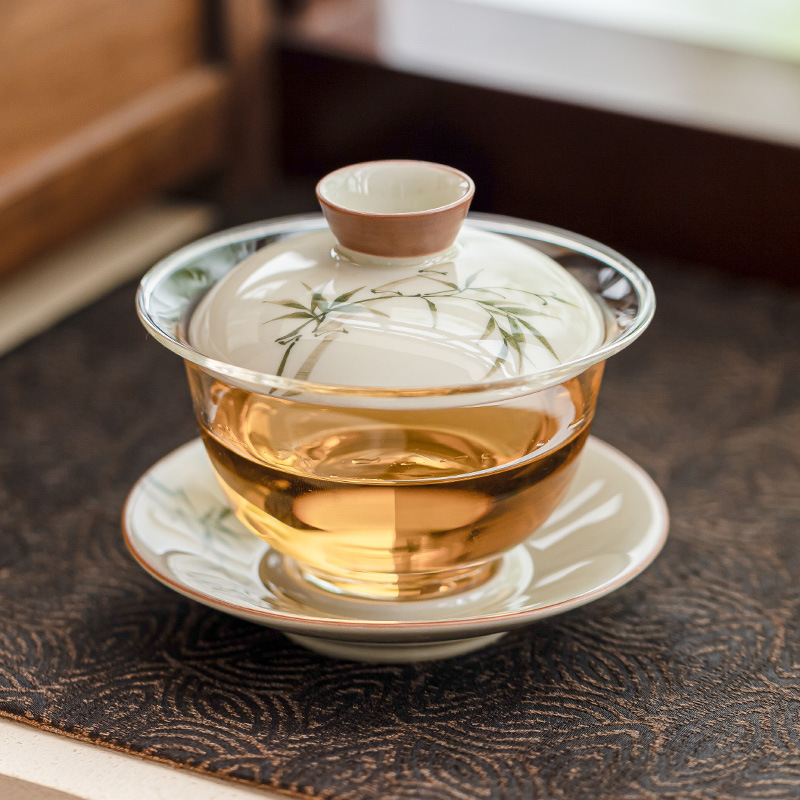 Gaiwan Bambu Lukis Tangan Untu - Glass Container Set ulasan dan harga