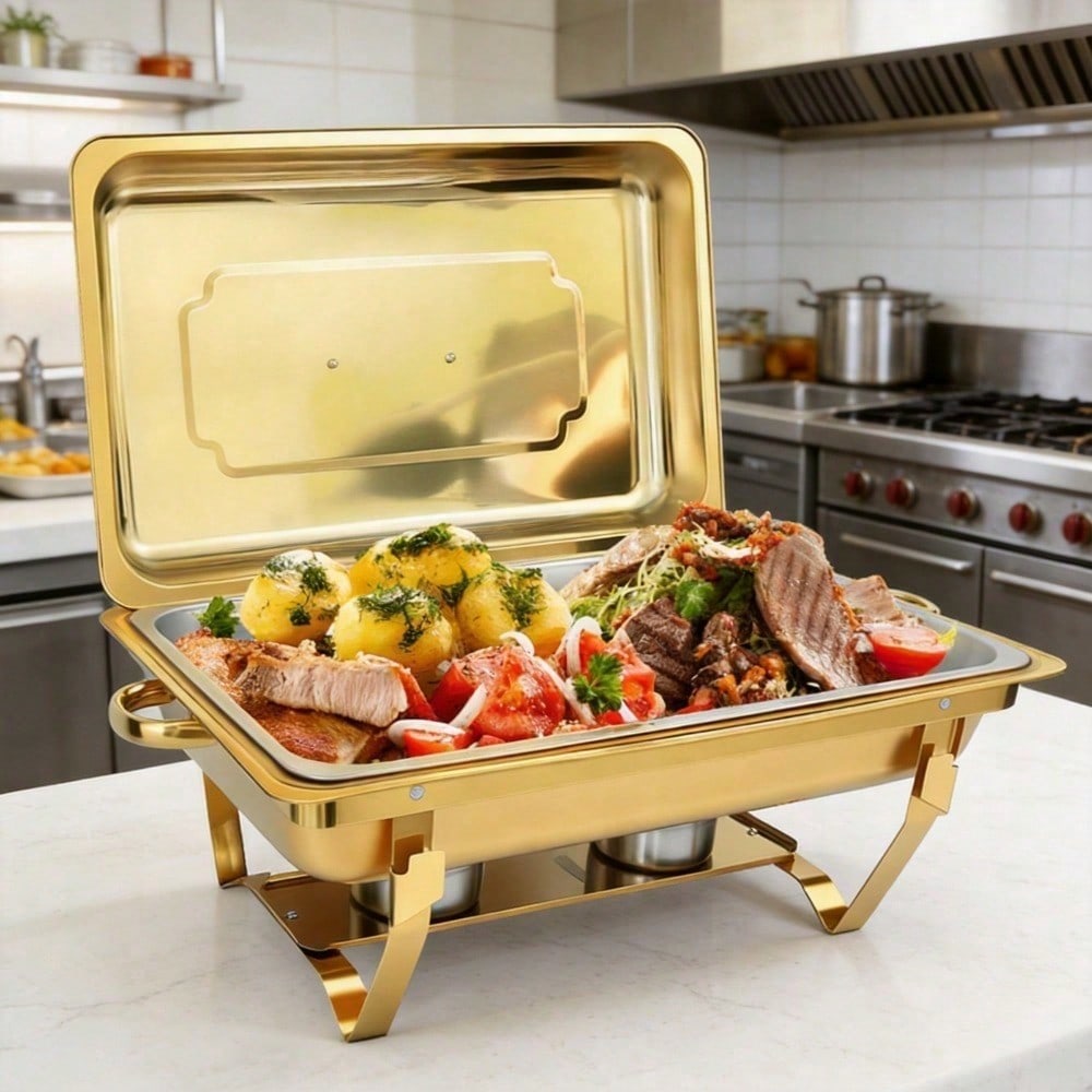 2PCS Set Chafing Dish Emas 9QT - Meal Prep Easy ulasan dan harga