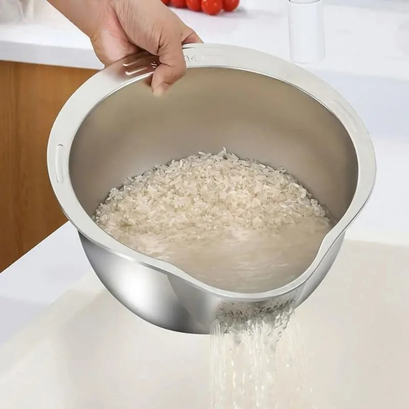 Saringan Cuci Beras Stainless  - Meal Prep Rice ulasan dan harga