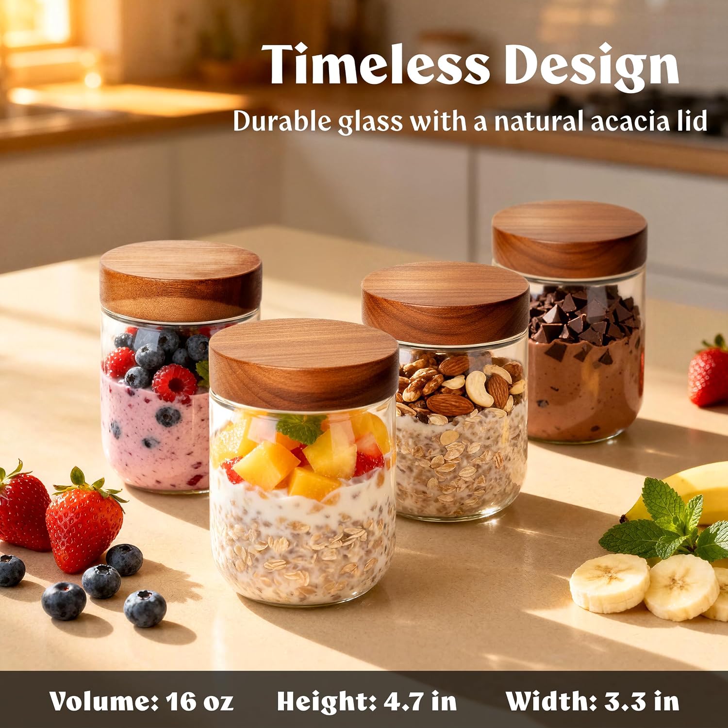 Stoples Persiapan Makanan Kaca - Meal Prep Overnight Oats ulasan dan harga