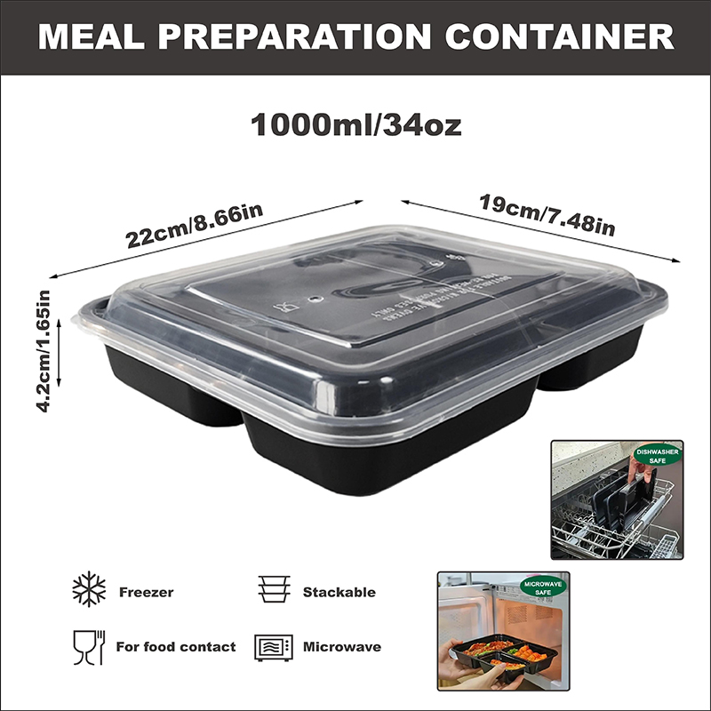 3 Kompartemen 34 Oz/1000 Ml, 1 - Meal Prep Freezer ulasan dan harga